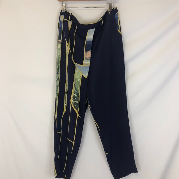 Phillip Lim Navy Silk Palm Trouser